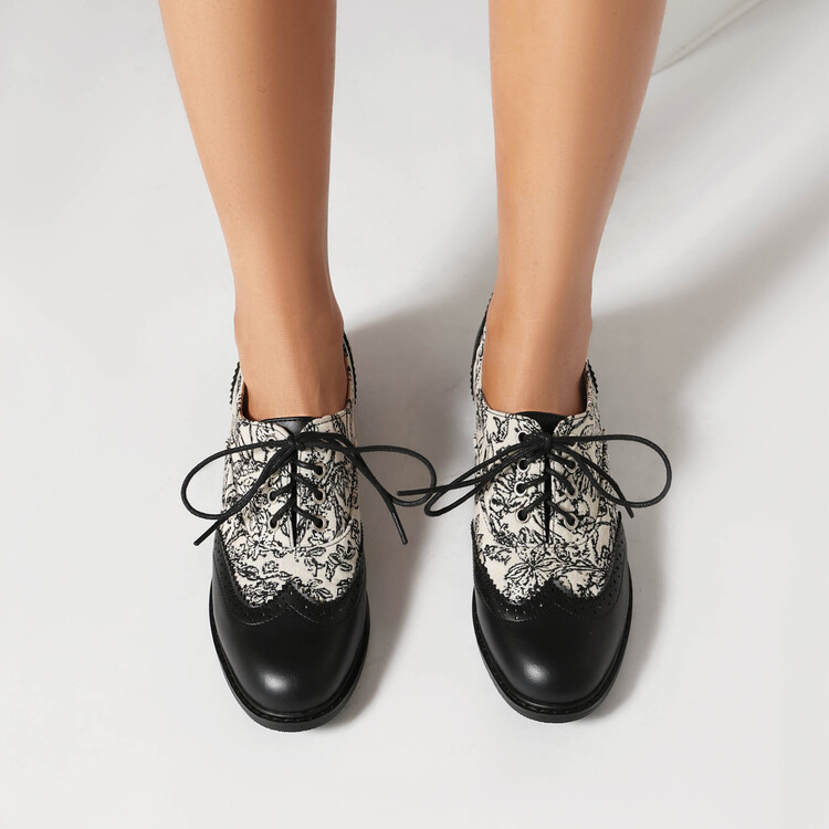 Fashion Casual Shoes PU Lace-Up Low Heel Sneakers for Daily Wear